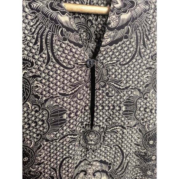 Asos Paisley Print Fringe Shirt Top Tunic Regular Fit Long Sleeve Women's Medium - Picture 3 of 12